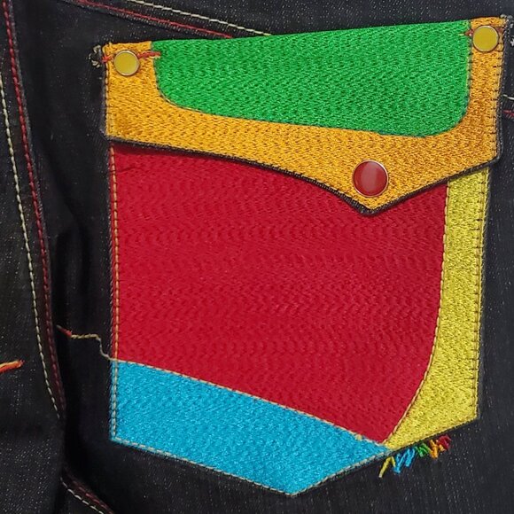 Authentic COOGI Men's Jeans Colorful Embroidered Yellow, Green, Blue, Red- 34x34 - Picture 9 of 14
